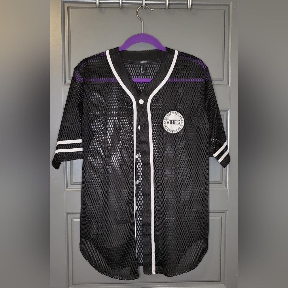 Forever 21 Vibes Sheer Baseball Jersey